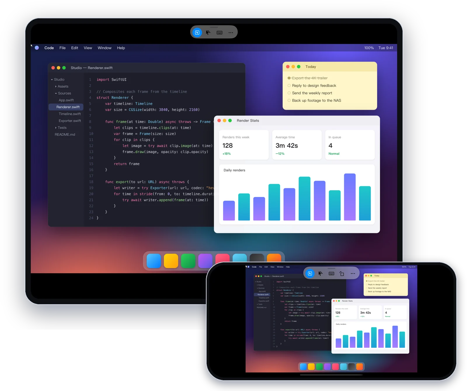 A remote Mac desktop on iPad and iPhone